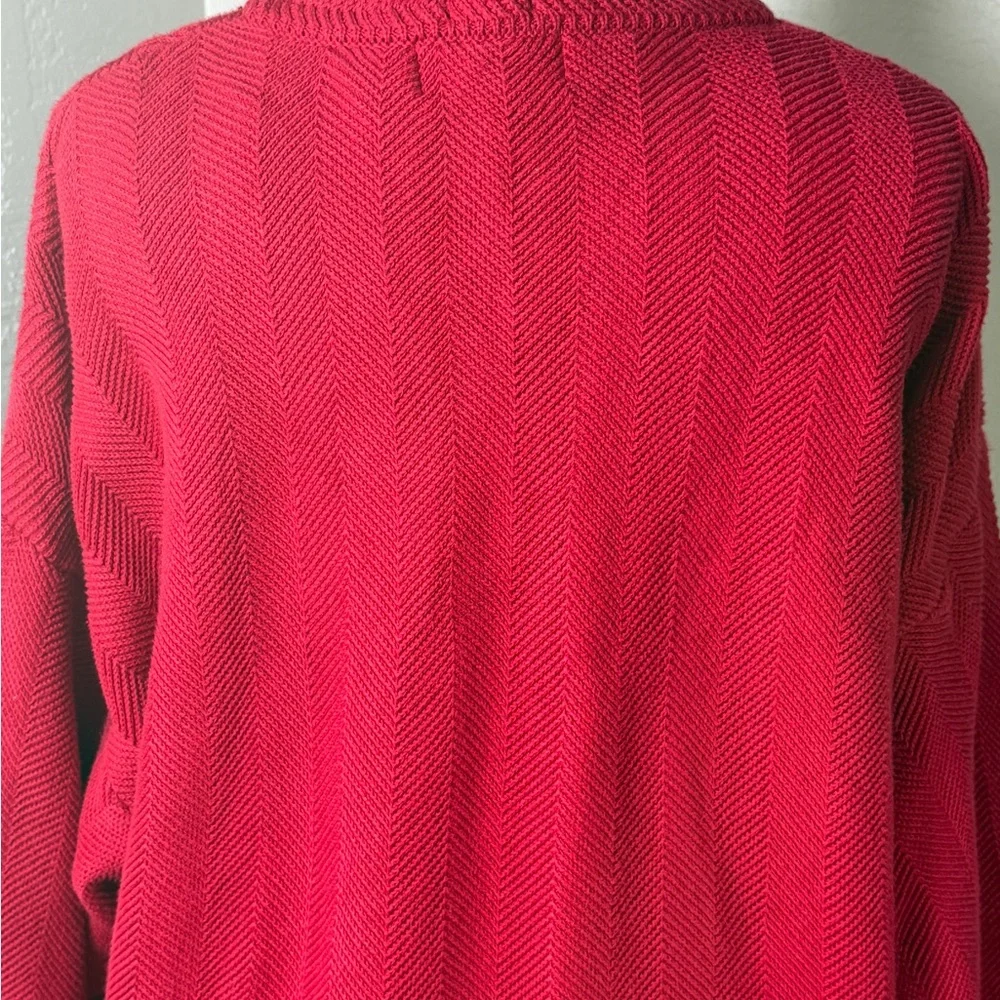Chaps Ralph Lauren Retro Red Chevron Knit 100% Cotton Sweater Size XXL